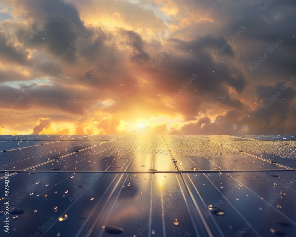 A highway stretches towards a stunning sunset, with clouds casting long shadows and the sun's rays piercing through. A highway stretches towards a stunning sunset, with clouds casting long shadows and the sun's rays piercing through.