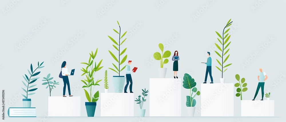 Career development programs, employees advancing, flat design illustration Career development programs, employees advancing, flat design illustration