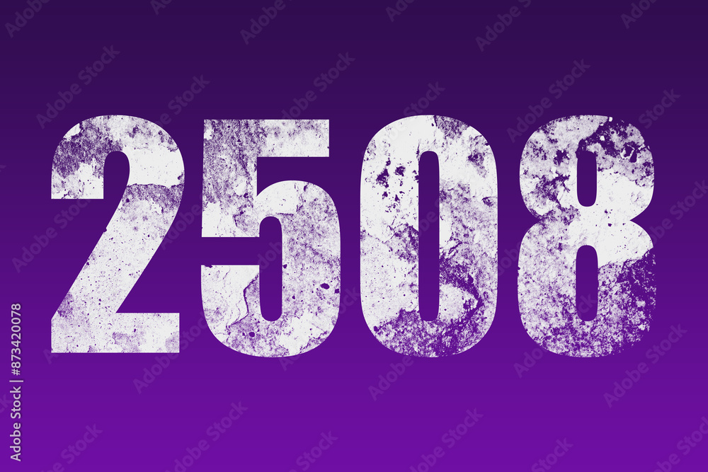 flat white grunge number of 2508 on purple background. flat white grunge number of 2508 on purple background.