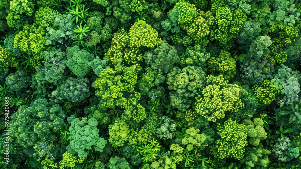Top-Down Aerial View of Lush Rainforest: Exploring the Ecosystem and Healthy Environment Top-Down Aerial View of Lush Rainforest: Exploring the Ecosystem and Healthy Environment
