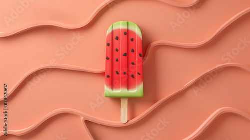An illustration of ice cream shaped like a watermelon with flavors reminiscent of watermelon, celebrating National Watermelon Day.

