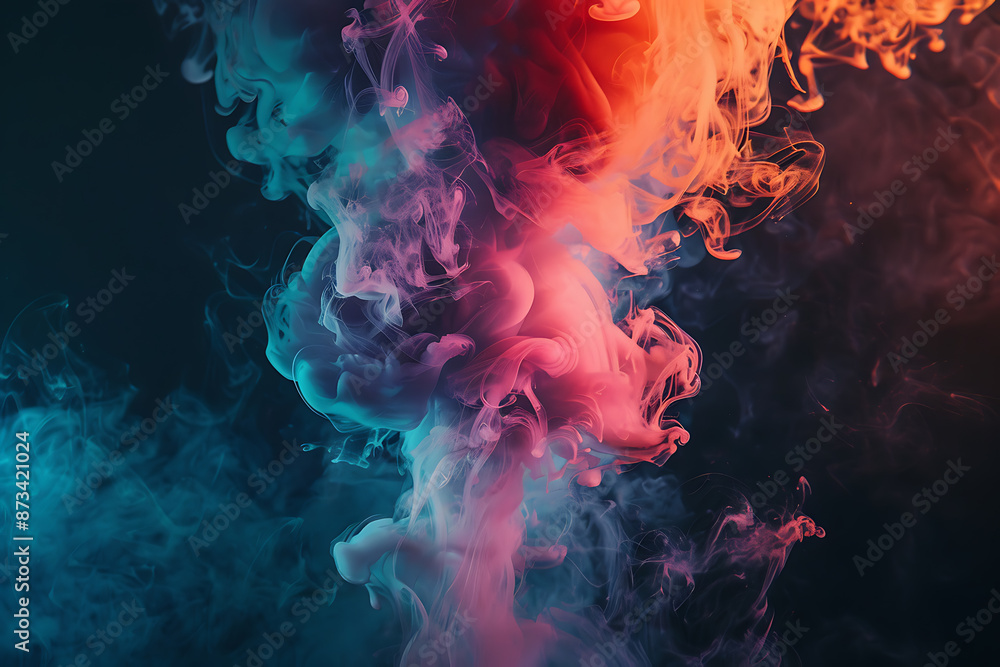 Floating smoke-like shapes in various colors on a black background, creating an ethereal and mesmerizing visual effect. Floating smoke-like shapes in various colors on a black background, creating an ethereal and mesmerizing visual effect.