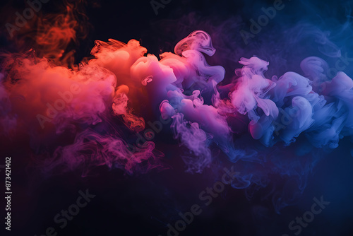 Floating smoke-like shapes in various colors on a black background, creating an ethereal and mesmerizing visual effect.