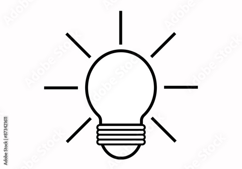 Icono negro de bombilla encendida en fondo blanco