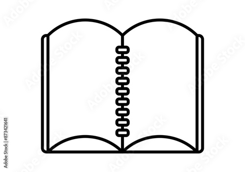 Icono negro de cuaderno de anillas en fondo blanco