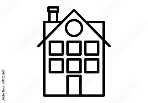 Icono negro de una casa de varios pisos