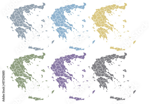 Mapa de Gracia azul, amarillo, gris, verde, morado y negro