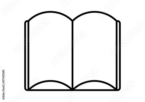 Icono negro de libro abierto en fondo blanco
