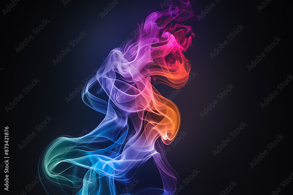 Floating smoke-like shapes in various colors on a black background, creating an ethereal and mesmerizing visual effect. Floating smoke-like shapes in various colors on a black background, creating an ethereal and mesmerizing visual effect.