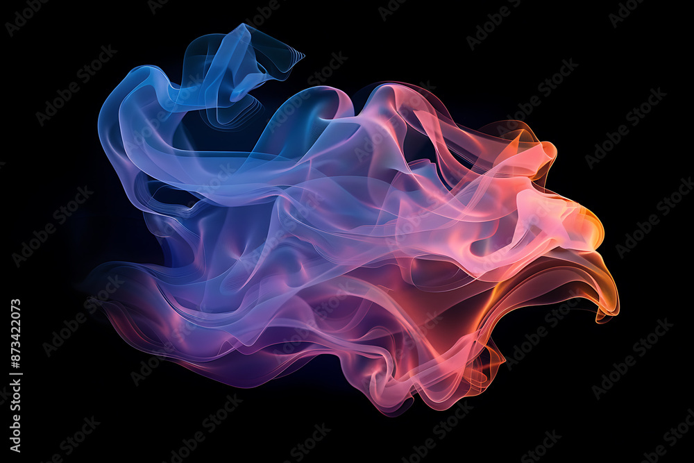 Floating smoke-like shapes in various colors on a black background, creating an ethereal and mesmerizing visual effect. Floating smoke-like shapes in various colors on a black background, creating an ethereal and mesmerizing visual effect.