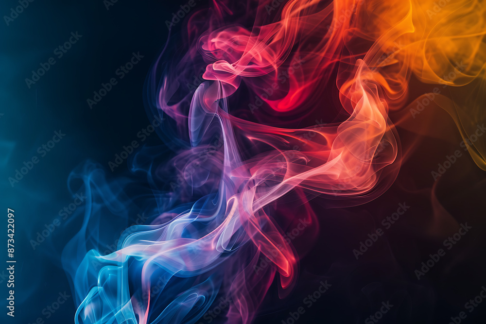 Floating smoke-like shapes in various colors on a black background, creating an ethereal and mesmerizing visual effect. Floating smoke-like shapes in various colors on a black background, creating an ethereal and mesmerizing visual effect.