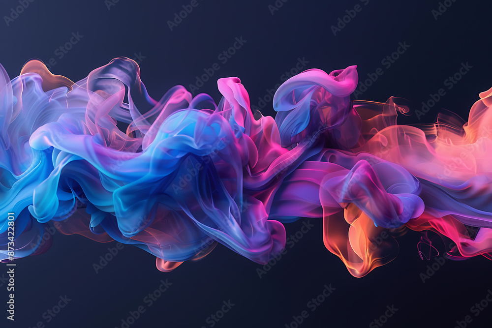Floating smoke-like shapes in various colors on a black background, creating an ethereal and mesmerizing visual effect. Floating smoke-like shapes in various colors on a black background, creating an ethereal and mesmerizing visual effect.