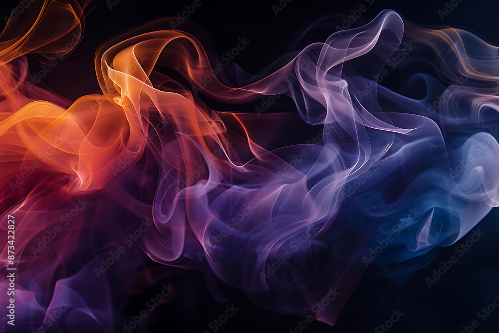 Floating smoke-like shapes in various colors on a black background, creating an ethereal and mesmerizing visual effect. Floating smoke-like shapes in various colors on a black background, creating an ethereal and mesmerizing visual effect.