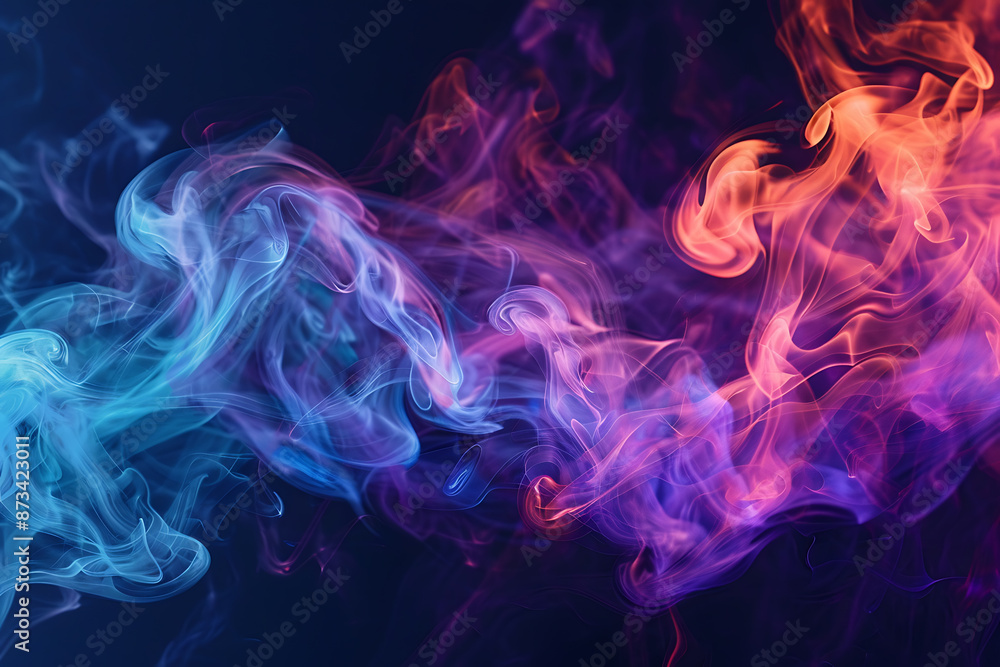 Floating smoke-like shapes in various colors on a black background, creating an ethereal and mesmerizing visual effect. Floating smoke-like shapes in various colors on a black background, creating an ethereal and mesmerizing visual effect.