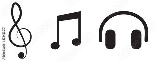 Music icon set vector. note music sign and symbol