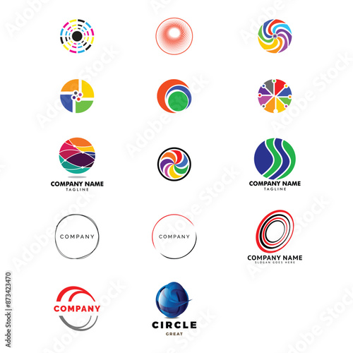 Set of Abstract Circle Icon Logo Design Template