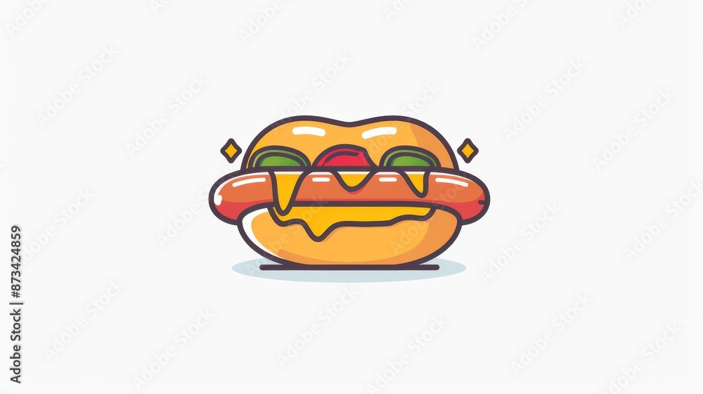 Cartoon Hot Dog with Jalapenos Cartoon Hot Dog with Jalapenos
