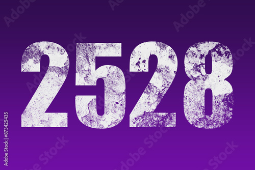 flat white grunge number of 2528 on purple background. 