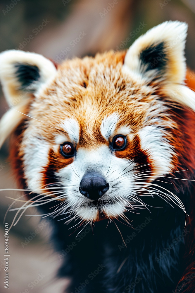 Fototapeta premium Close up of a red panda's face with detailed fur