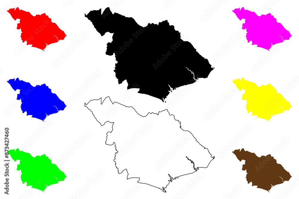 Naklejka premium New Forest Non-metropolitan district (United Kingdom of Great Britain and Northern Ireland, ceremonial county Hampshire or Hants, England) map vector illustration, scribble sketch map