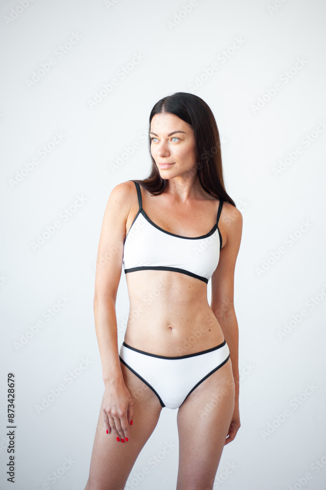 Snaps. Polaroid. Simple model pose. Test Shots young models for modeling agency on a white background Snaps. Polaroid. Simple model pose. Test Shots young models for modeling agency on a white background