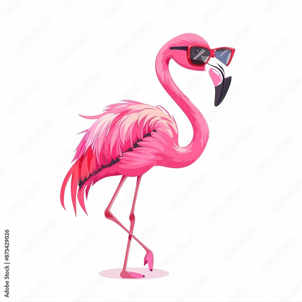 Fototapeta premium Flamingo Minimalist fashion cartoon isolated whitebackground