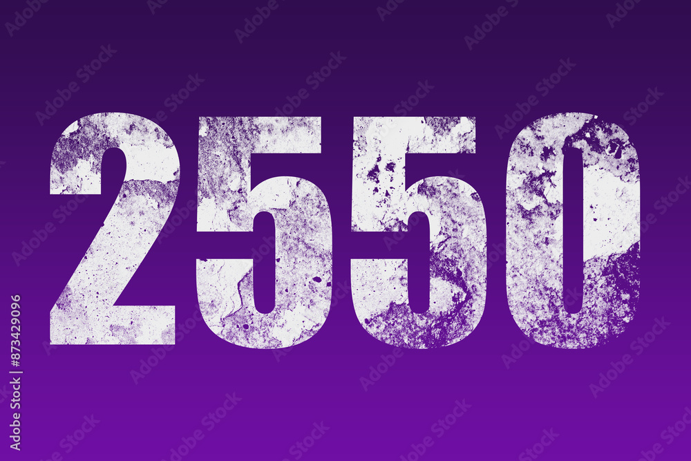flat white grunge number of 2550 on purple background. flat white grunge number of 2550 on purple background.
