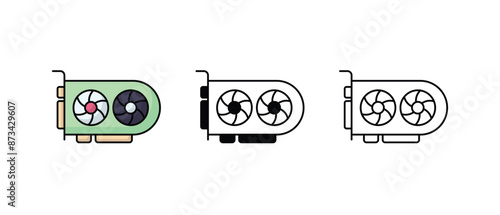 Graphic Card icons vector set stock illustration
