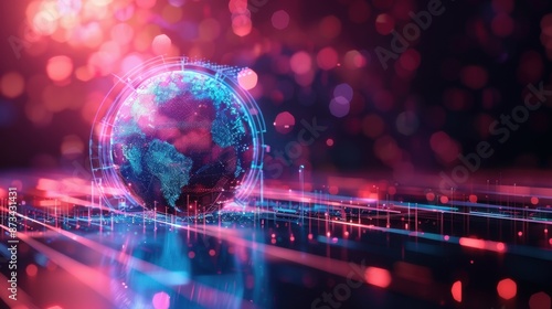 The world wide web in the form of a globe in the phone. global internet connection