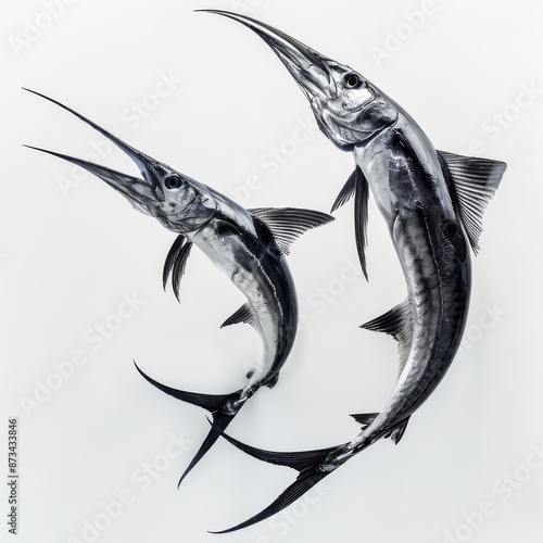 Two marlins isolated on white background photo