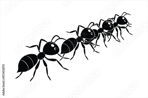 line of worker ants  vector line art © Shajamal