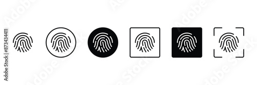 Set of Fingerprint scan icon collection. Biometric, access, security, protection symbol. vector illustration.