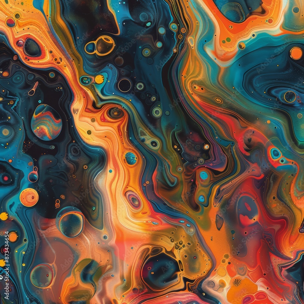 Abstract Oil and Water Interaction Patterns for Fashion Textiles and Artistic Backgrounds Abstract Oil and Water Interaction Patterns for Fashion Textiles and Artistic Backgrounds
