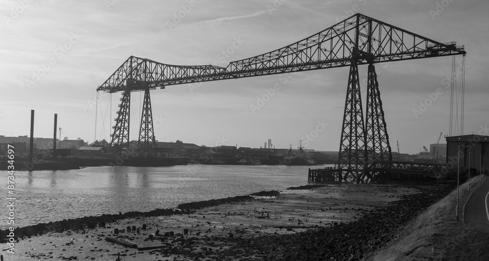 The Transporter Bridge at Middlesbrough which connect the towns of Stockton on Tees and Middlesborough. The bridge is over 100 years old. The Transporter Bridge at Middlesbrough which connect the towns of Stockton on Tees and Middlesborough. The bridge is over 100 years old.