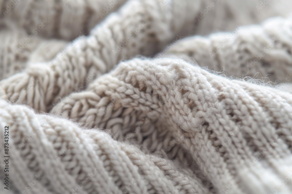 A knitted sweater with a fuzzy texture. The sweater is white and has a lot of yarn A knitted sweater with a fuzzy texture. The sweater is white and has a lot of yarn