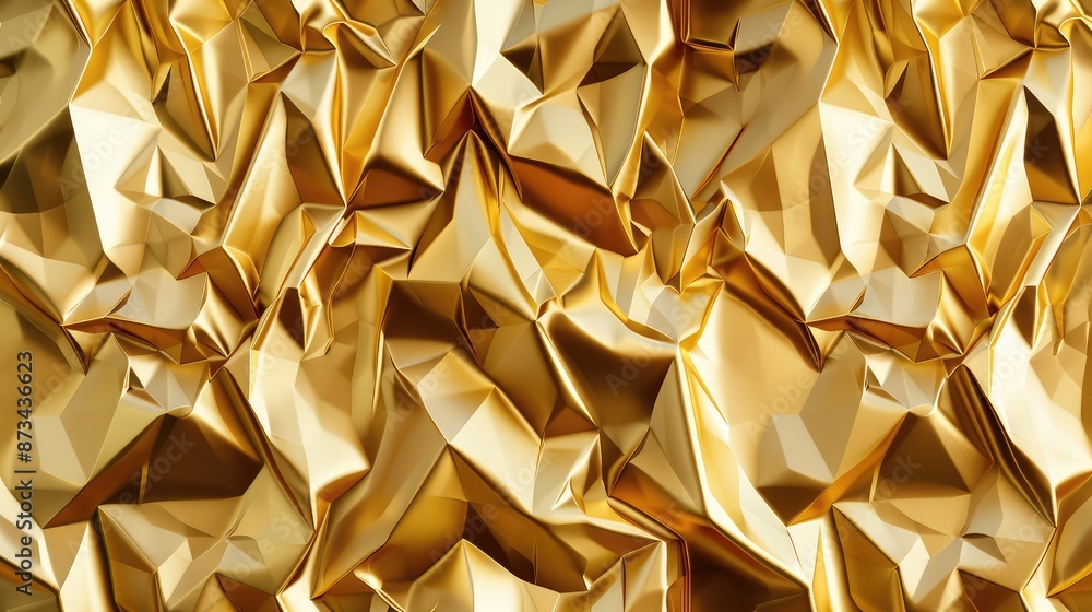 A shiny gold foil background with intricate folds and subtle reflections, creating a seamless, sophisticated pattern. A shiny gold foil background with intricate folds and subtle reflections, creating a seamless, sophisticated pattern.