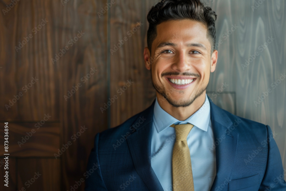 Hispanic handsome man smiling, suit Hispanic handsome man smiling, suit