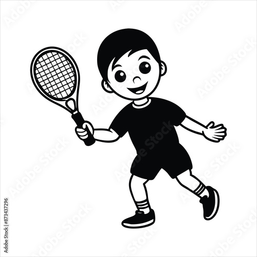 little boy playing tennis vector