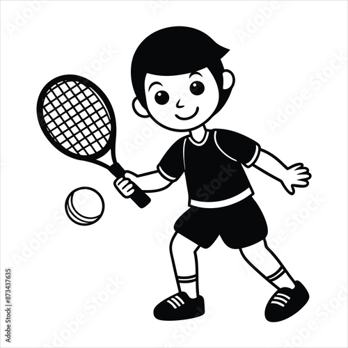 little boy playing tennis vector