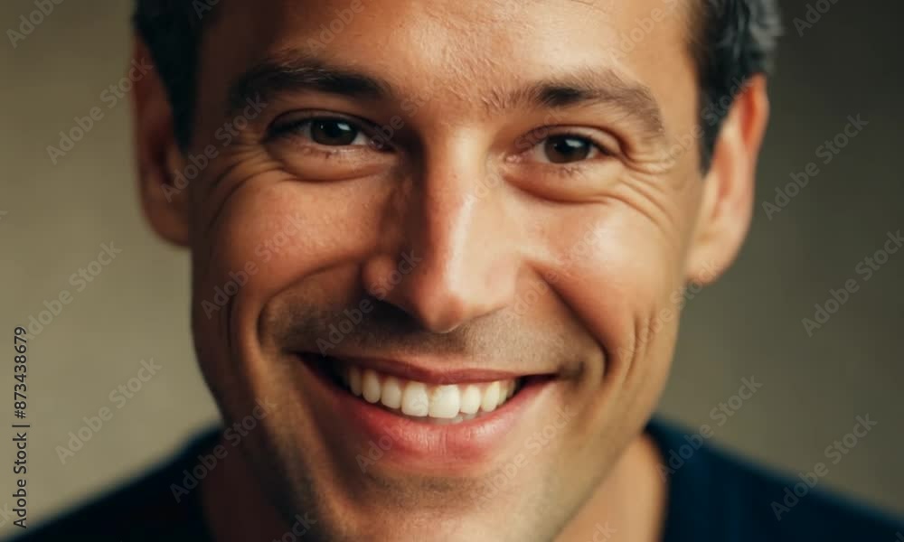The handsome man seems surprised and excited, his face radiates joy and a smile.
The handsome man seems surprised and excited, his face radiates joy and a smile.