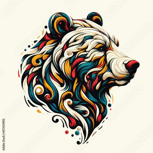 Wallpaper Mural abstract colorful bear head paint  Torontodigital.ca