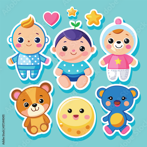 cute baby sticker set