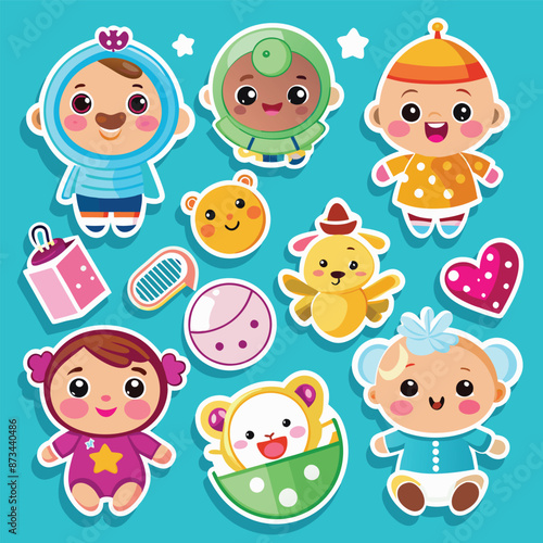 cute baby sticker set