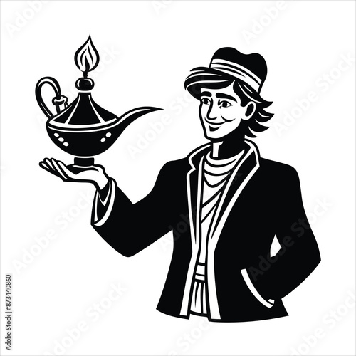 make a hand magic lamp vector