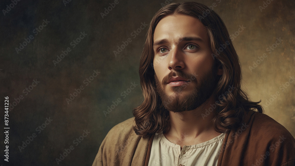 Image of Jesus Christ on a dark background. Image of Jesus Christ on a dark background.