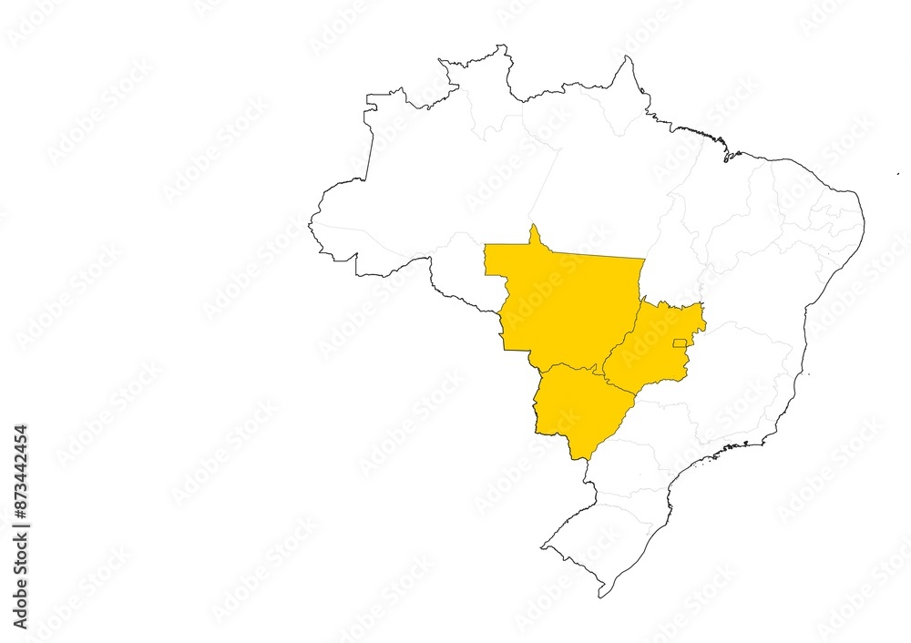 Obraz premium Mapa de la Región Centro - Oeste de Brasil