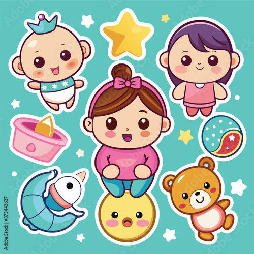 cute baby sticker set