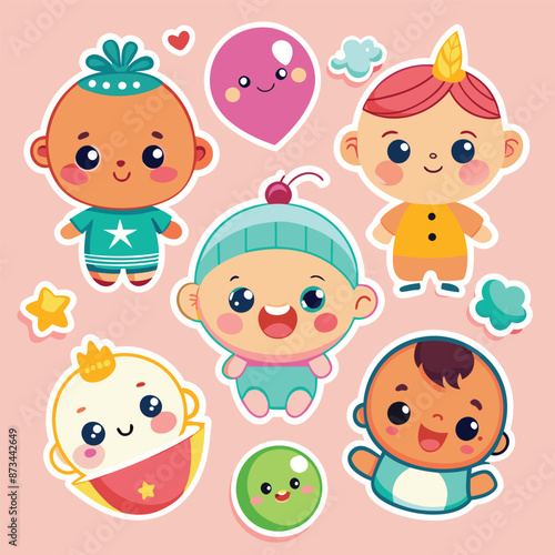 cute baby sticker set