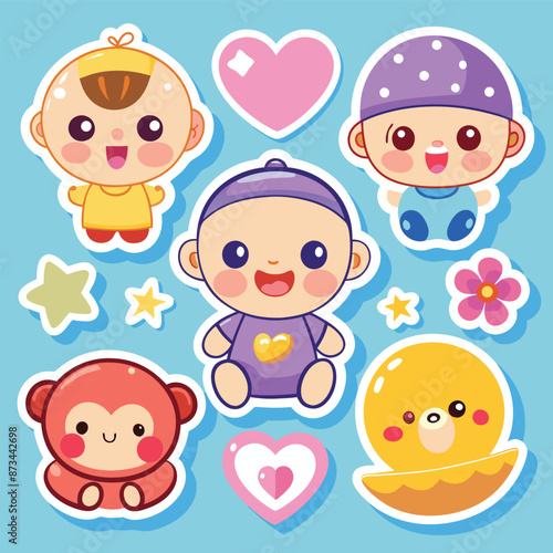 cute baby sticker set