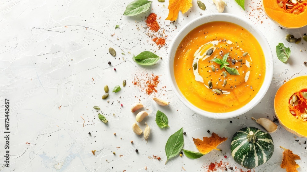 White background with pumpkin soup White background with pumpkin soup